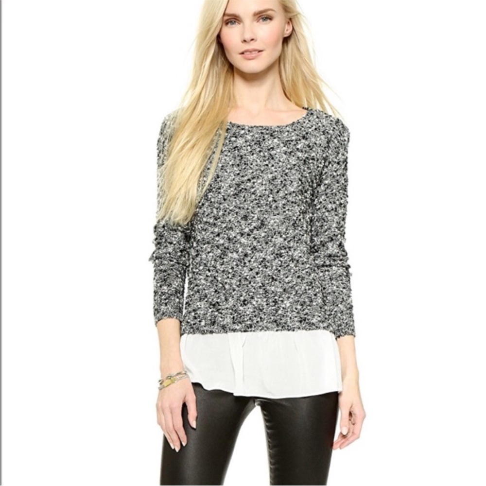 CLUB MONACO JAYDA BLACK AND WHITE LONG SLEEVE SWEATER SIZE XS